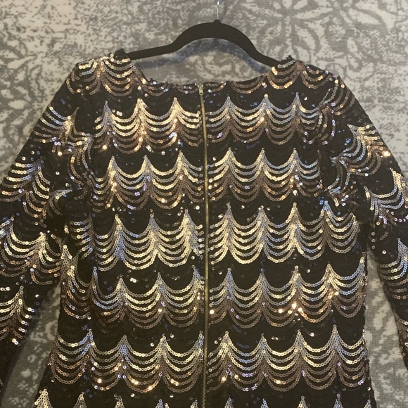 Scalloped, sequin, zipper dress. - Picture 3 of 4